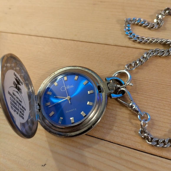 Colibri Quartz Silver and Blue Pocket Watch - Picture 3 of 7